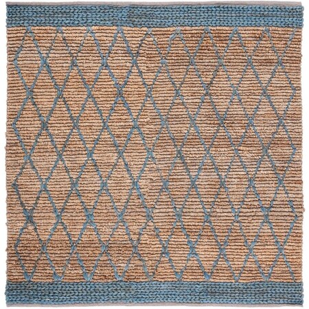 Safavieh 6 x 6 ft. Natural Fiber Hand Loomed Square Area Rug Natural & Navy NF951N-6SQ